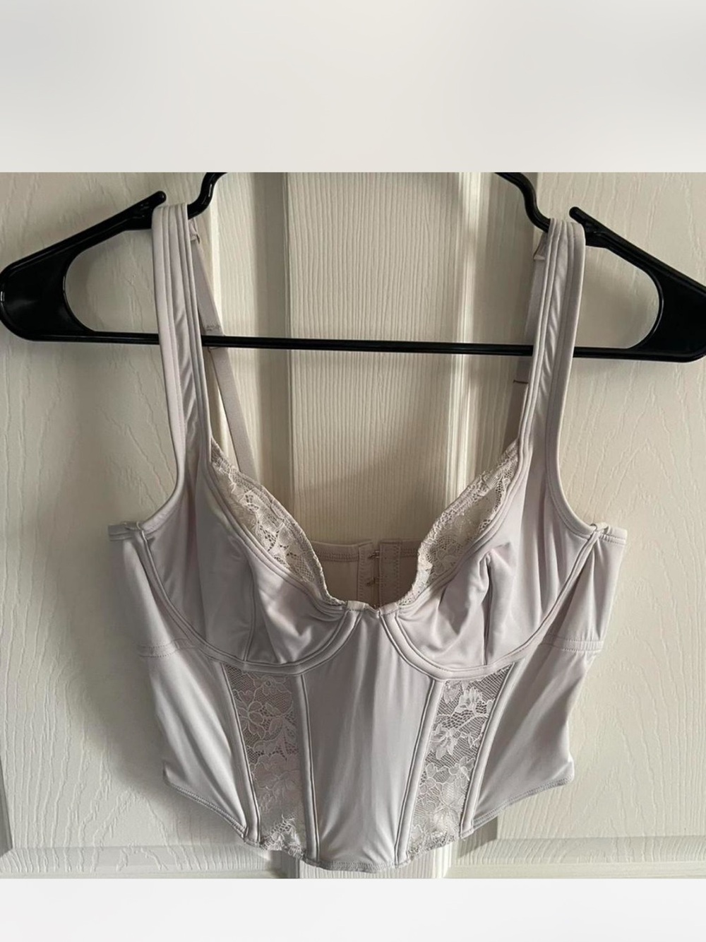 White Lace-Trim Longline corset Top